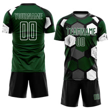 Load image into Gallery viewer, Custom Green Black-White Sublimation Soccer Uniform Jersey