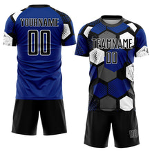 Load image into Gallery viewer, Custom Royal Black-White Sublimation Soccer Uniform Jersey