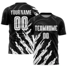 Load image into Gallery viewer, Custom Black White Sublimation Soccer Uniform Jersey