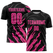Load image into Gallery viewer, Custom Black Pink Sublimation Soccer Uniform Jersey
