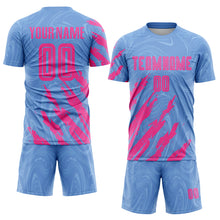 Load image into Gallery viewer, Custom Light Blue Pink Sublimation Soccer Uniform Jersey