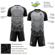 Load image into Gallery viewer, Custom Gray Black Sublimation Soccer Uniform Jersey