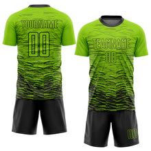 Load image into Gallery viewer, Custom Neon Green Black Sublimation Soccer Uniform Jersey