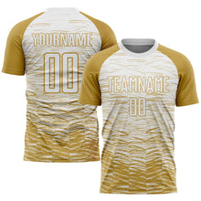 Load image into Gallery viewer, Custom Old Gold White Sublimation Soccer Uniform Jersey