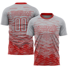 Load image into Gallery viewer, Custom Gray Red Sublimation Soccer Uniform Jersey