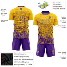 Load image into Gallery viewer, Custom Yellow Purple Sublimation Soccer Uniform Jersey