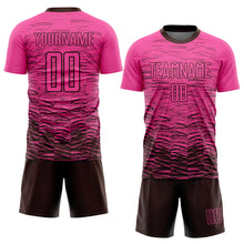 Load image into Gallery viewer, Custom Pink Brown Sublimation Soccer Uniform Jersey