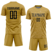 Load image into Gallery viewer, Custom Old Gold Black Sublimation Soccer Uniform Jersey