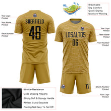 Load image into Gallery viewer, Custom Old Gold Black Sublimation Soccer Uniform Jersey