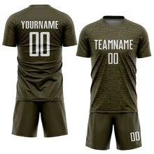 Load image into Gallery viewer, Custom Olive White Sublimation Salute To Service Soccer Uniform Jersey