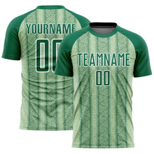 Load image into Gallery viewer, Custom Kelly Green Pea Green-White Ethnic Stripes Sublimation Soccer Uniform Jersey