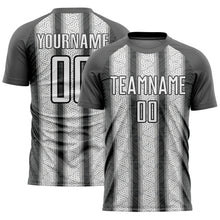 Load image into Gallery viewer, Custom Steel Gray White-Black Ethnic Stripes Sublimation Soccer Uniform Jersey