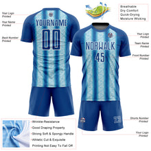 Load image into Gallery viewer, Custom Blue Light Blue-White Ethnic Stripes Sublimation Soccer Uniform Jersey