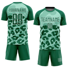 Load image into Gallery viewer, Custom Pea Green Kelly Green-White Animal Print Sublimation Soccer Uniform Jersey