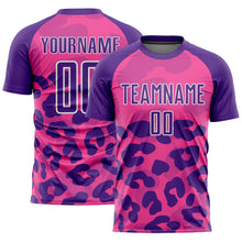 Load image into Gallery viewer, Custom Pink Purple-White Animal Print Sublimation Soccer Uniform Jersey