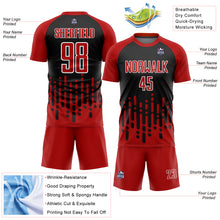 Load image into Gallery viewer, Custom Red Black-White Abstract Fluid Wave Sublimation Soccer Uniform Jersey