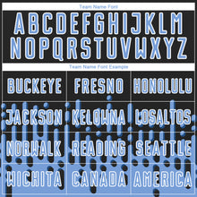 Load image into Gallery viewer, Custom Light Blue Black-White Abstract Fluid Wave Sublimation Soccer Uniform Jersey