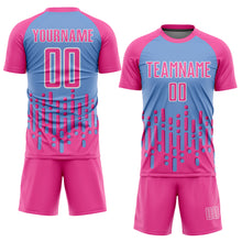 Load image into Gallery viewer, Custom Pink Light Blue-White Abstract Fluid Wave Sublimation Soccer Uniform Jersey