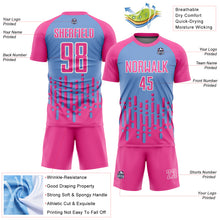 Load image into Gallery viewer, Custom Pink Light Blue-White Abstract Fluid Wave Sublimation Soccer Uniform Jersey