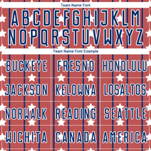 Load image into Gallery viewer, Custom Red Royal-White Stars And Stripes Sublimation Soccer Uniform Jersey