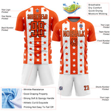 Load image into Gallery viewer, Custom Orange Black-White Stars And Stripes Sublimation Soccer Uniform Jersey