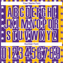 Load image into Gallery viewer, Custom Purple Gold-White Stars And Stripes Sublimation Soccer Uniform Jersey