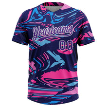 Load image into Gallery viewer, Custom Figure Purple Navy-Pink 3D Pattern Two-Button Unisex Softball Jersey