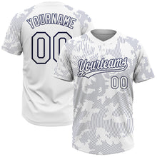 Load image into Gallery viewer, Custom White White-Navy 3D Pattern Two-Button Unisex Softball Jersey
