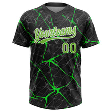 Load image into Gallery viewer, Custom Black Neon Green-Kelly Green 3D Pattern Two-Button Unisex Softball Jersey