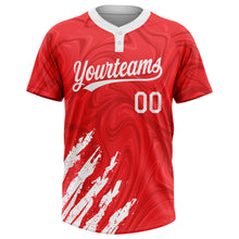 Load image into Gallery viewer, Custom Red White 3D Pattern Two-Button Unisex Softball Jersey