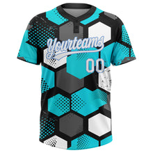 Load image into Gallery viewer, Custom Sky Blue White Black-Light Blue 3D Pattern Two-Button Unisex Softball Jersey
