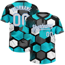 Load image into Gallery viewer, Custom Sky Blue White Black-Light Blue 3D Pattern Two-Button Unisex Softball Jersey
