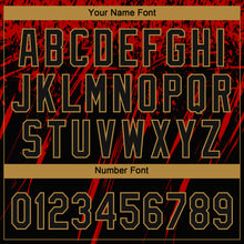 Load image into Gallery viewer, Custom Black Black Red-Old Gold 3D Pattern Two-Button Unisex Softball Jersey