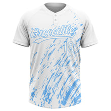 Load image into Gallery viewer, Custom White White-Light Blue 3D Pattern Two-Button Unisex Softball Jersey