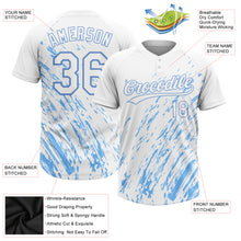 Load image into Gallery viewer, Custom White White-Light Blue 3D Pattern Two-Button Unisex Softball Jersey
