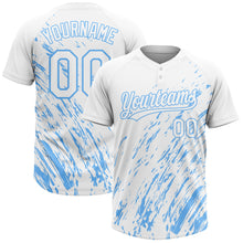 Load image into Gallery viewer, Custom White White-Light Blue 3D Pattern Two-Button Unisex Softball Jersey
