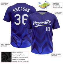 Load image into Gallery viewer, Custom Dark Purple White-Royal 3D Pattern Two-Button Unisex Softball Jersey