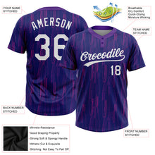 Load image into Gallery viewer, Custom Purple White 3D Pattern Two-Button Unisex Softball Jersey