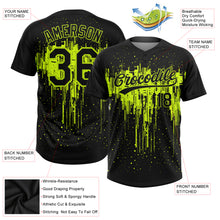 Load image into Gallery viewer, Custom Black Black-Neon Green 3D Pattern Two-Button Unisex Softball Jersey