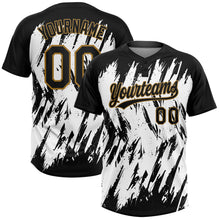 Load image into Gallery viewer, Custom White Black-Old Gold 3D Pattern Two-Button Unisex Softball Jersey
