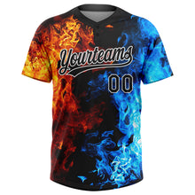 Load image into Gallery viewer, Custom Figure Black-White Flame 3D Pattern Two-Button Unisex Softball Jersey