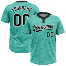 Load image into Gallery viewer, Custom Teal Black-White 3D Pattern Two-Button Unisex Softball Jersey