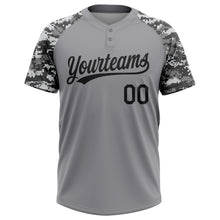 Load image into Gallery viewer, Custom Gray Black-Camo 3D Pattern Two-Button Unisex Softball Jersey