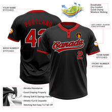 Load image into Gallery viewer, Custom Black Red-White Two-Button Unisex Softball Jersey