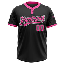 Load image into Gallery viewer, Custom Black Pink-White Two-Button Unisex Softball Jersey