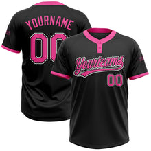Load image into Gallery viewer, Custom Black Pink-White Two-Button Unisex Softball Jersey
