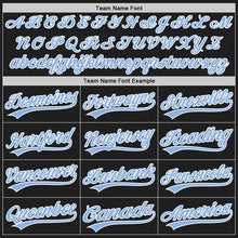 Load image into Gallery viewer, Custom Black Light Blue-White Two-Button Unisex Softball Jersey