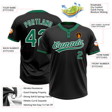 Load image into Gallery viewer, Custom Black Kelly Green-White Two-Button Unisex Softball Jersey