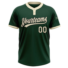 Load image into Gallery viewer, Custom Green Cream-Black Two-Button Unisex Softball Jersey