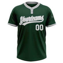 Load image into Gallery viewer, Custom Green White-Gray Two-Button Unisex Softball Jersey